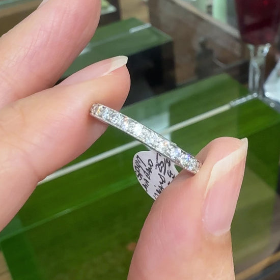 1990's Slight Curve Diamond Band 14k White Gold