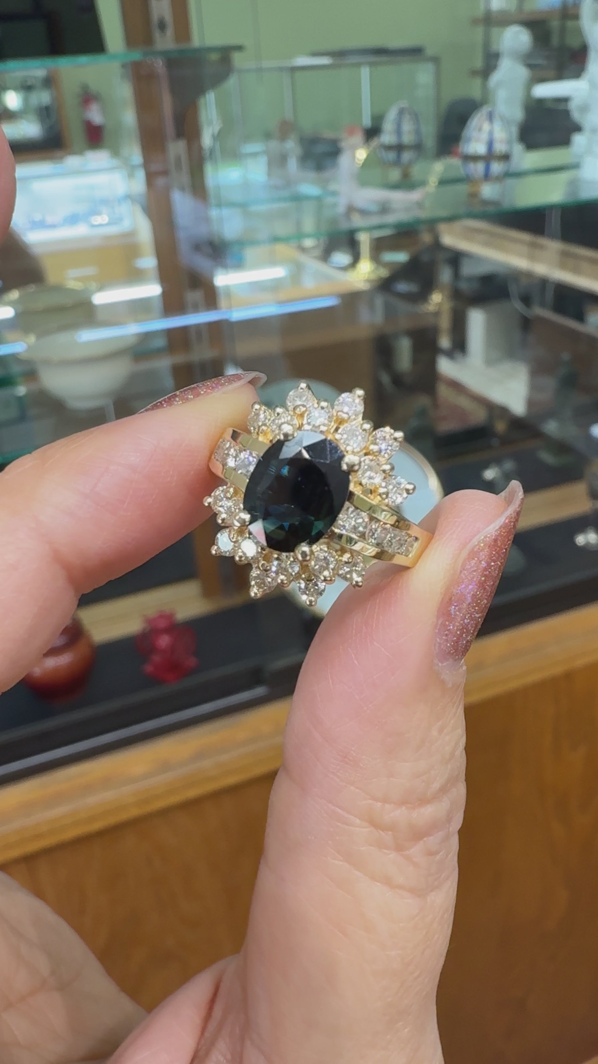 Estate Sapphire and Diamond Ring 14k Yellow Gold