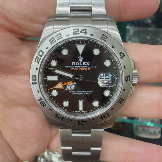 Rolex Explorer II Steel GMT 42mm 216570 Orange Hand Black Dial Automatic Watch