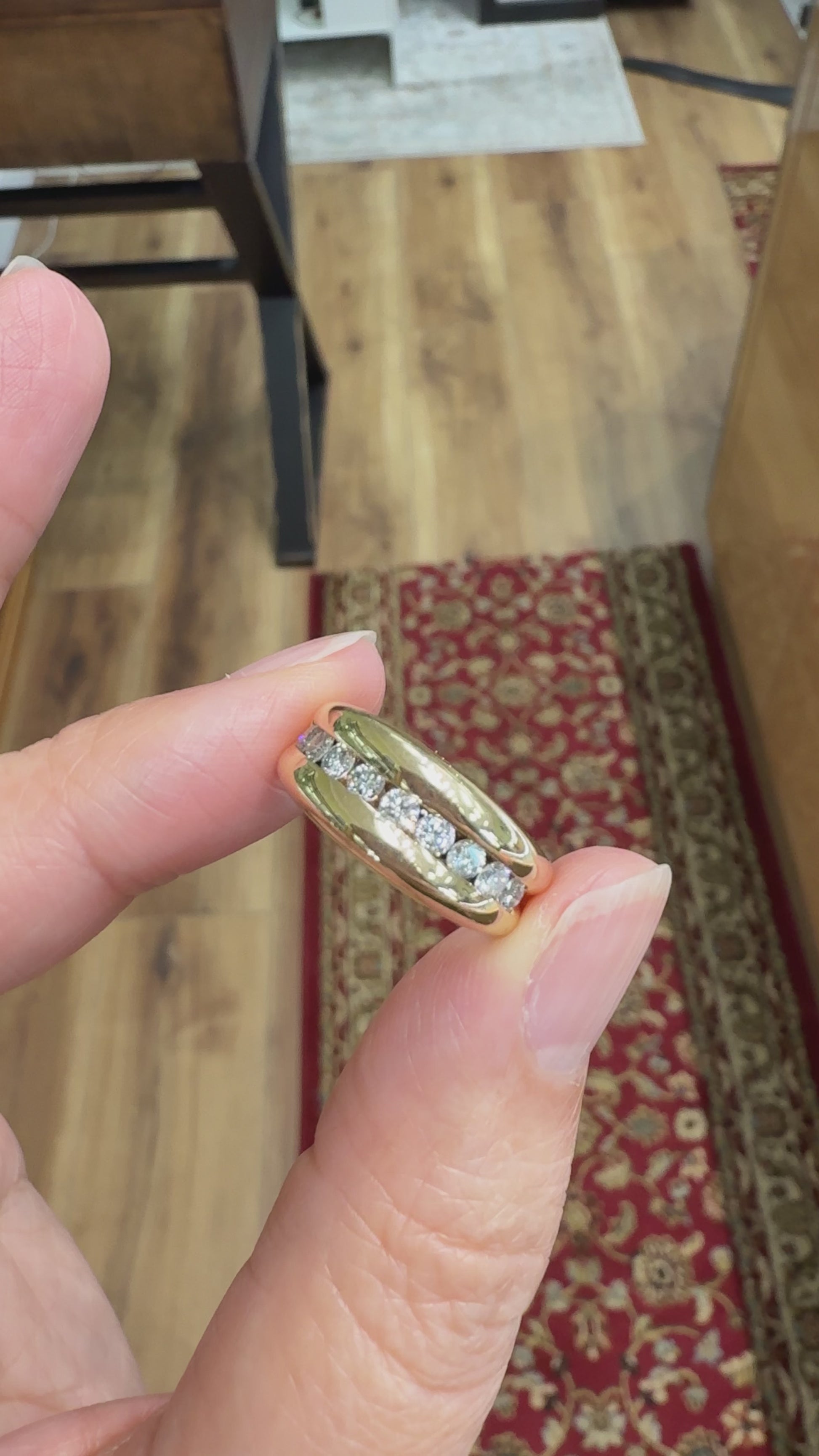 Channel Set Diamond Band Ring 14k Yellow Gold