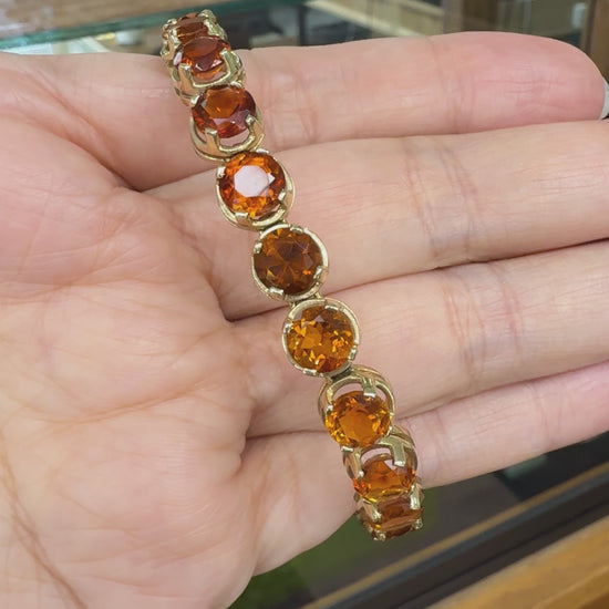 Vintage 1990's Citrine Gradient Tennis Bracelet 14k Yellow Gold