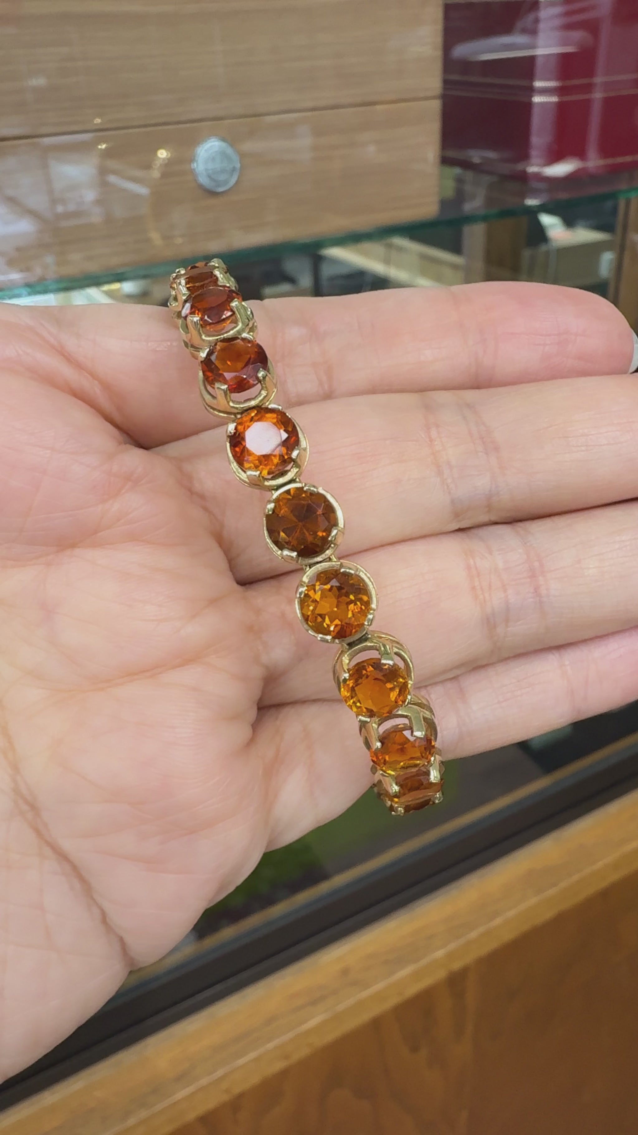 Vintage 1990's Citrine Gradient Tennis Bracelet 14k Yellow Gold