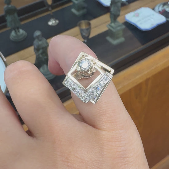 1975 Norman Teufel Kinetic Diamond Spinner Ring 14k Gold