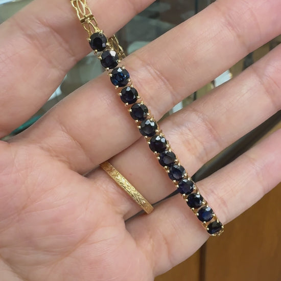 Blue Sapphire Half Tennis Bracelet 14k Yellow Gold