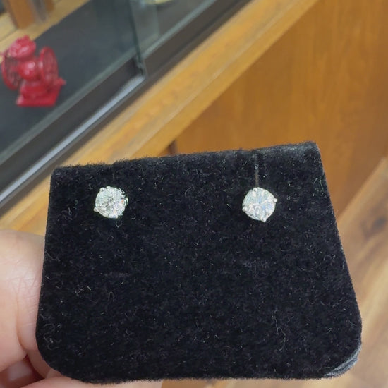 Half Carat Diamond Basket Studs Earrings 14k White Gold
