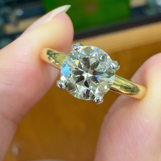 1940's Vintage GIA Transitional Cut Diamond Engagement Ring 18k/Platinum