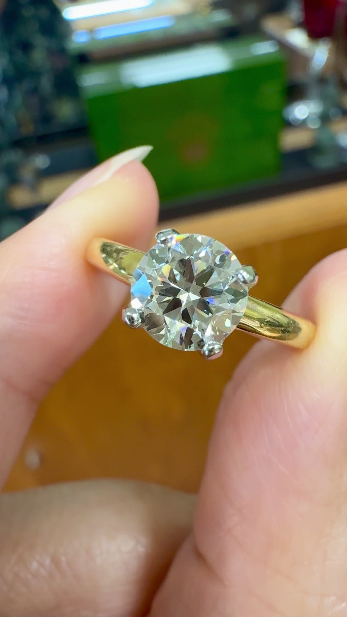 1940's Vintage GIA Transitional Cut Diamond Engagement Ring 18k/Platinum