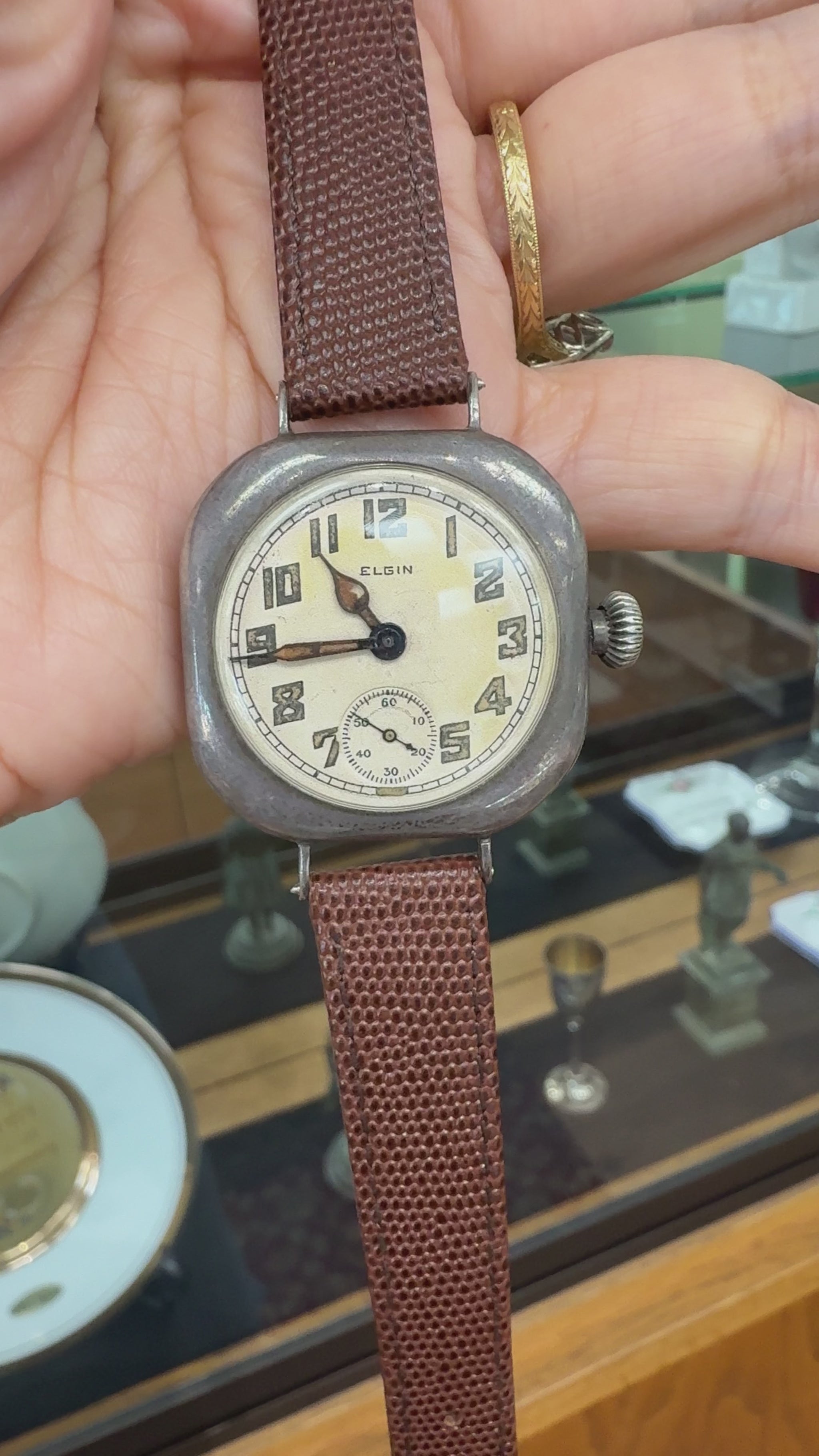 Rare 1917 Elgin Trench Sterling Silver Watch Wristwatch Running strong