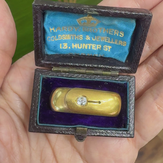 Antique 1890's Old Mine Cut Hinged Scarf Ascot Clip 18k Yellow Gold
