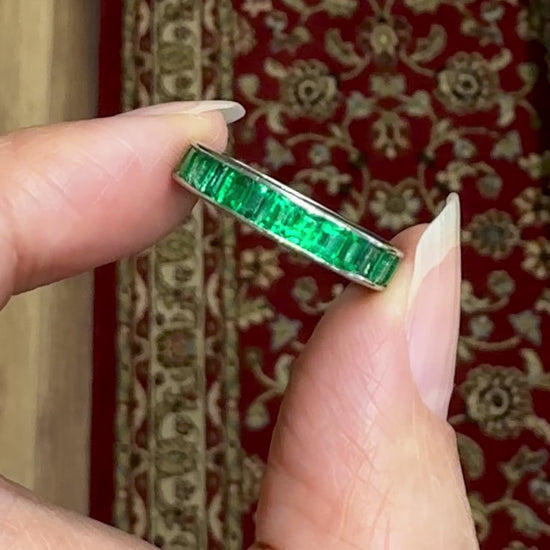 Vintage Emerald Eternity Band Ring Platinum