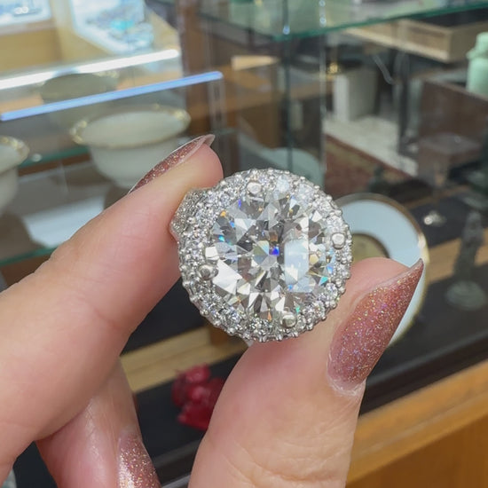 6.27 Carat Diamond Engagement Ring 14k White Gold