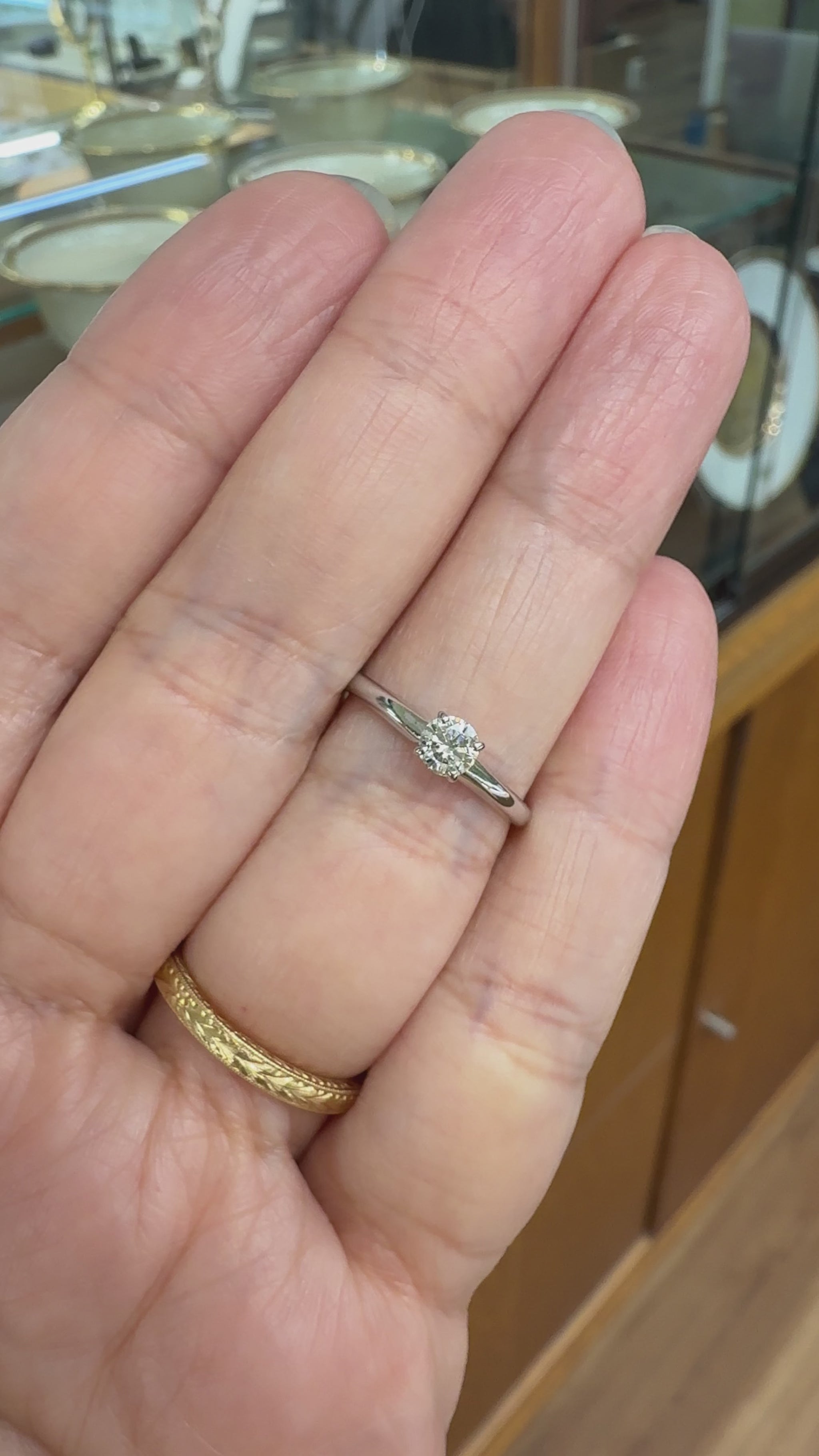 Vintage Magic Glo .20 carat Diamond Engagement Ring 14k White Gold