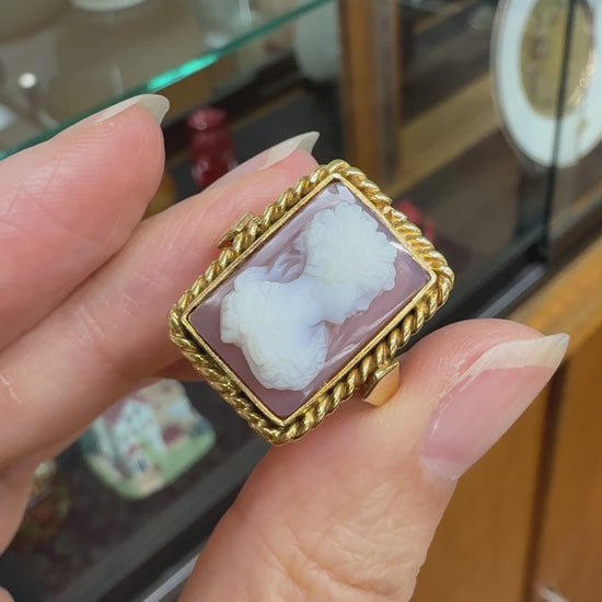 Antique 1900 Hardstone Cameo Ring 18k