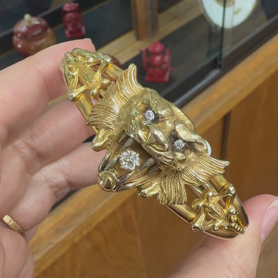 Antique 1905 Art Nouveau Griffin Bracelet 14k Yellow Gold