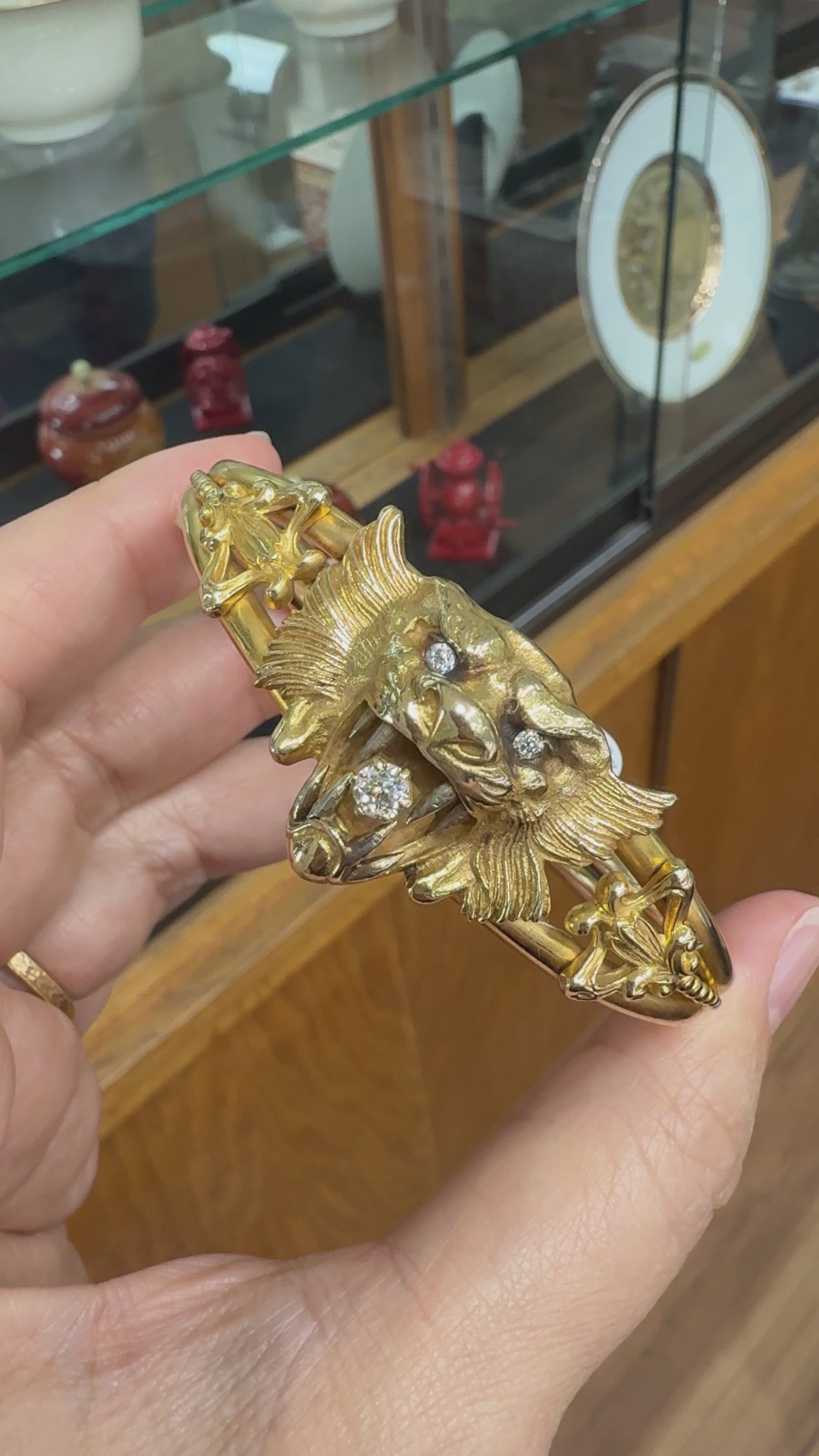 Antique 1905 Art Nouveau Griffin Bracelet 14k Yellow Gold
