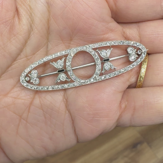 Antique Edwardian Dreicer & Co. Old Cut Diamond Brooch Platinum