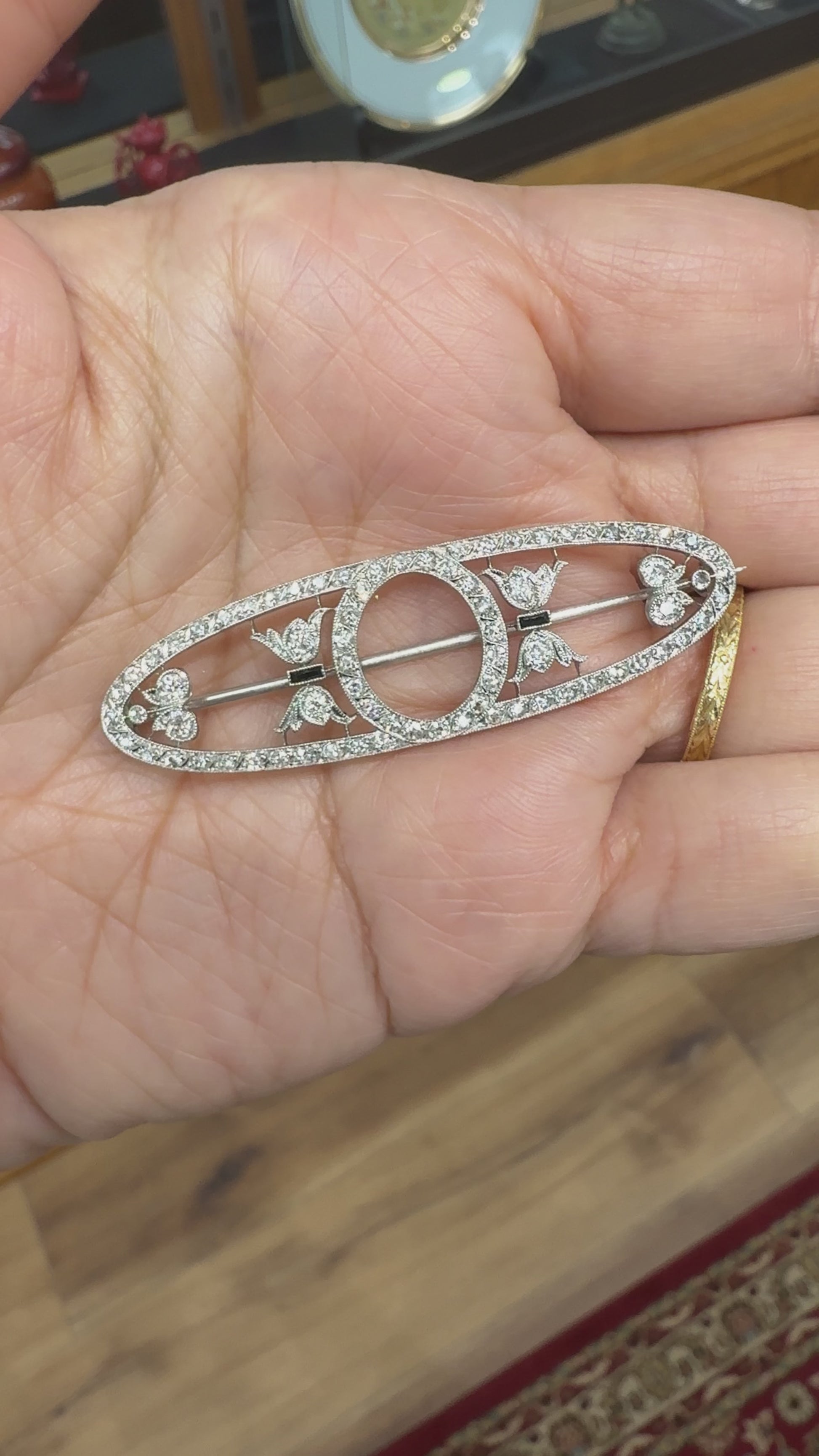 Antique Edwardian Dreicer & Co. Old Cut Diamond Brooch Platinum