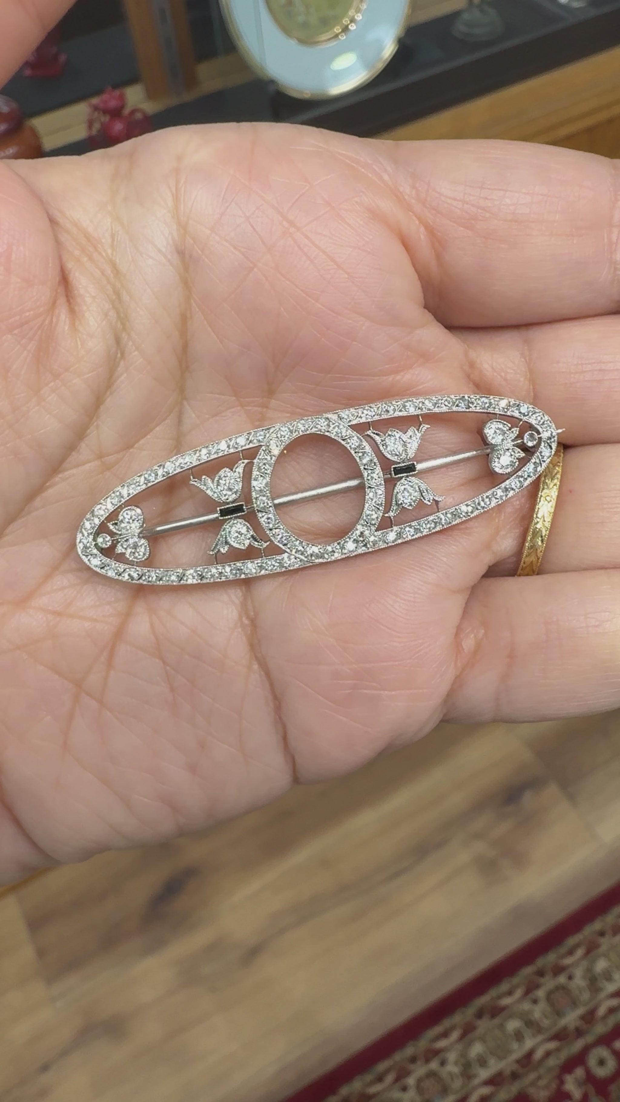Antique Edwardian Dreicer & Co. Old Cut Diamond Brooch Platinum