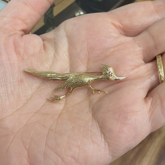 Vintage Larter & Sons Ruby Roadrunner Brooch