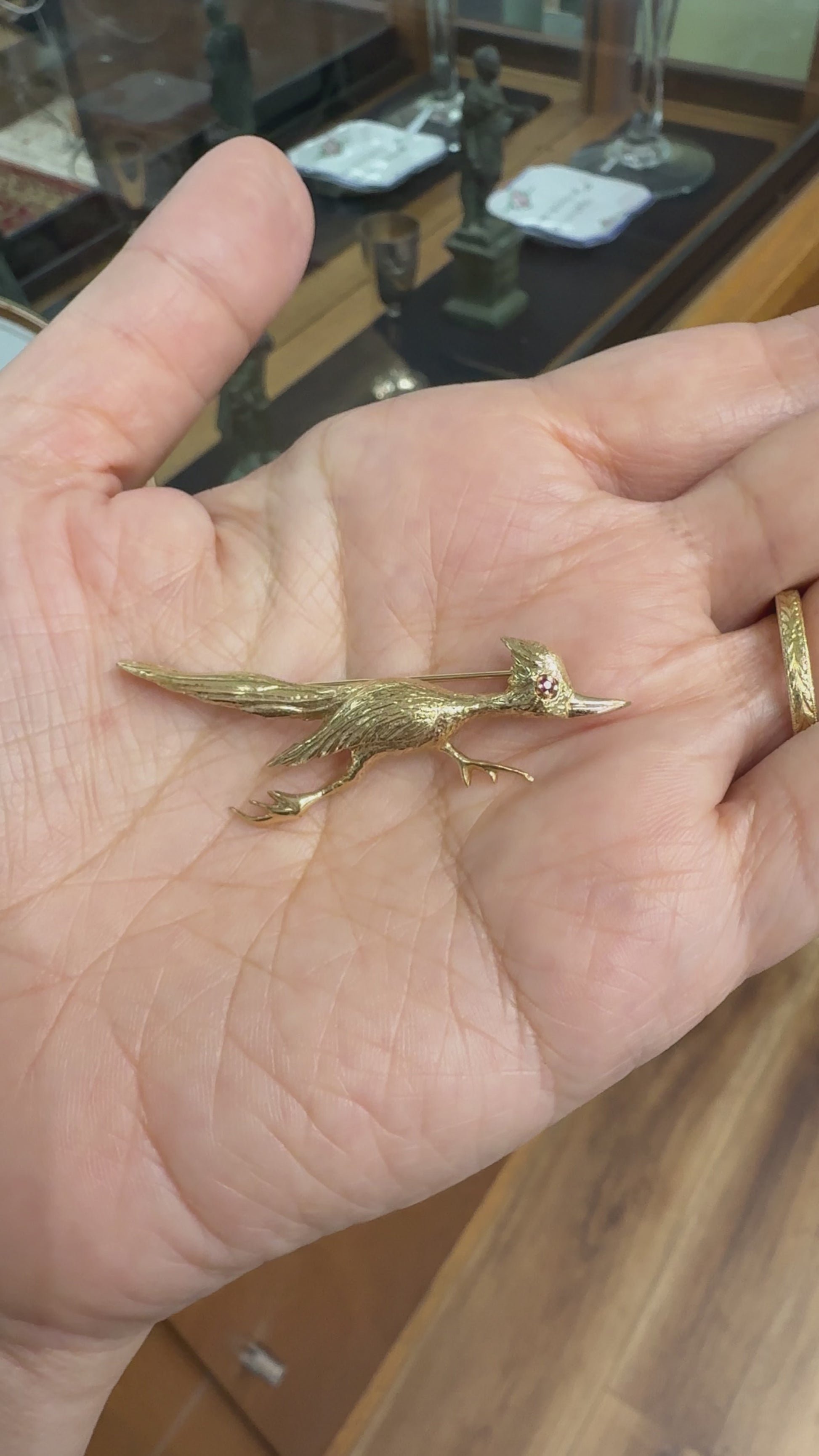 Vintage Larter & Sons Ruby Roadrunner Brooch