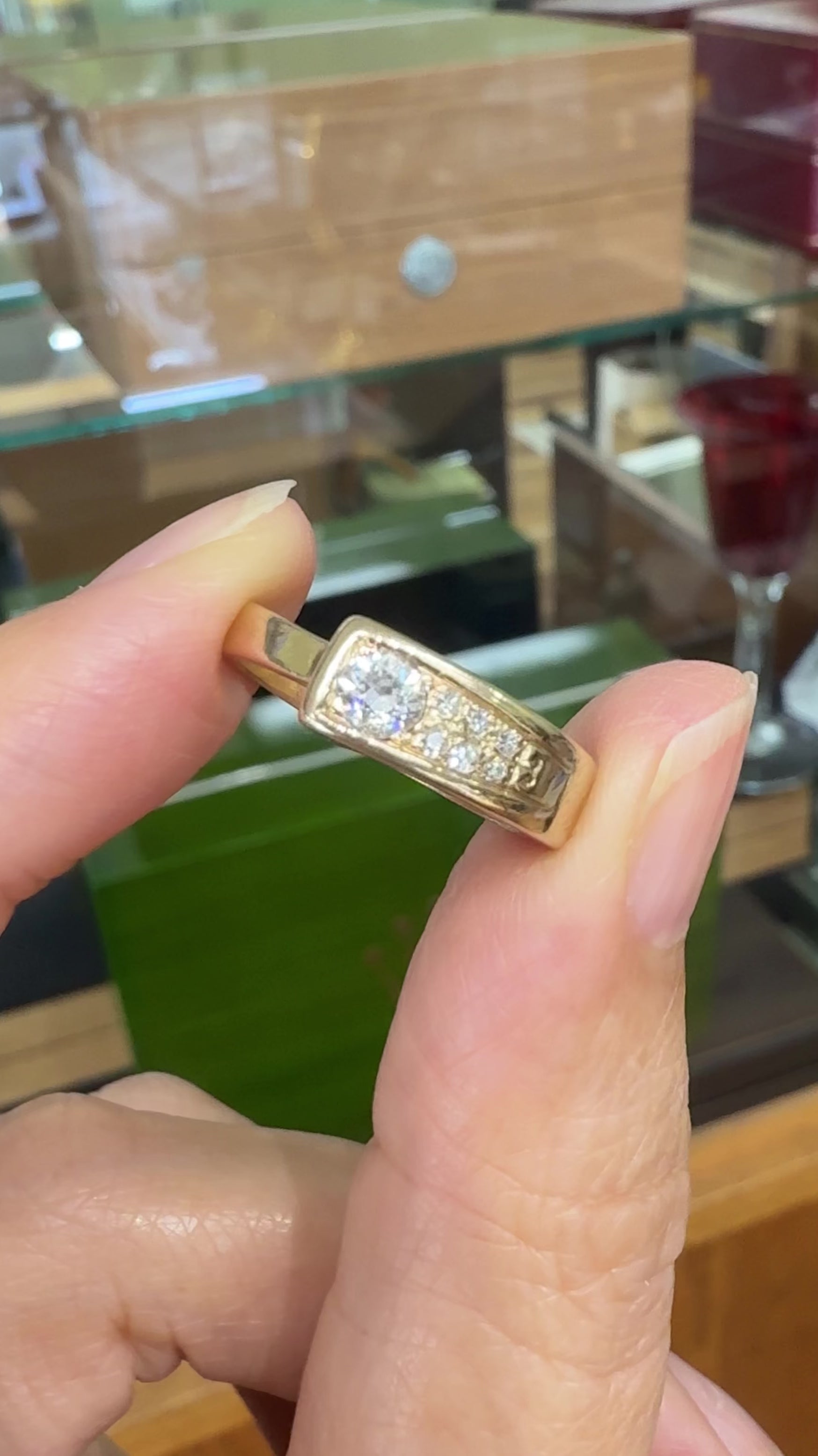 Vintage 1960's Old European Cut Diamond Band Ring 14k Yellow Gold