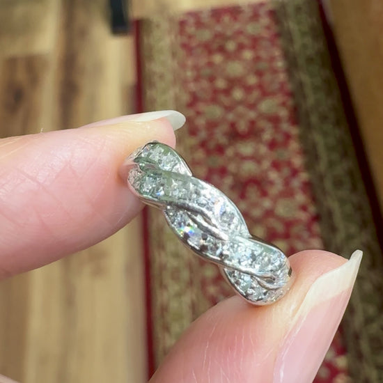 Vintage 1950's Twist Diamond Eternity Band Ring Platinum