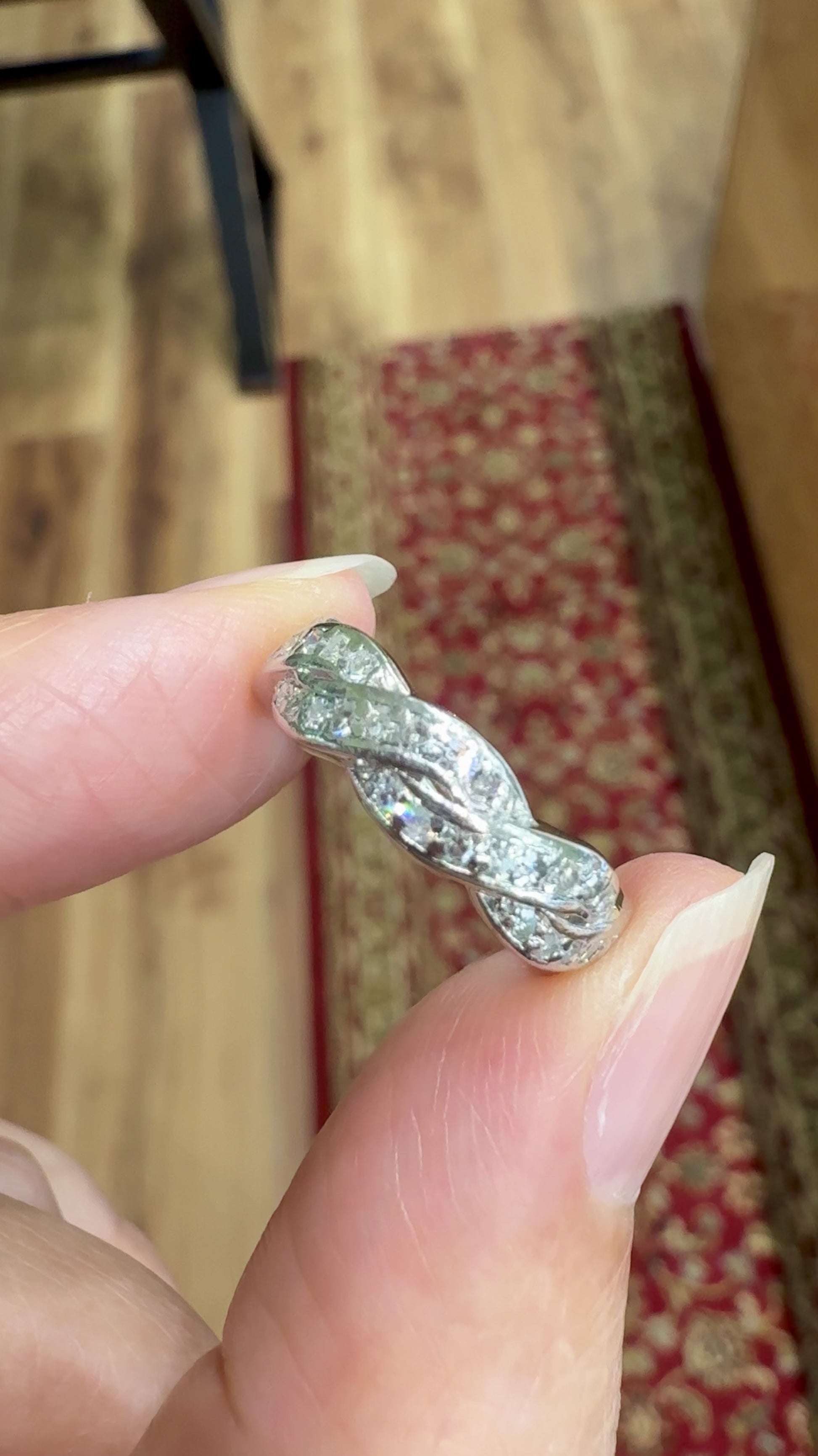 Vintage 1950's Twist Diamond Eternity Band Ring Platinum