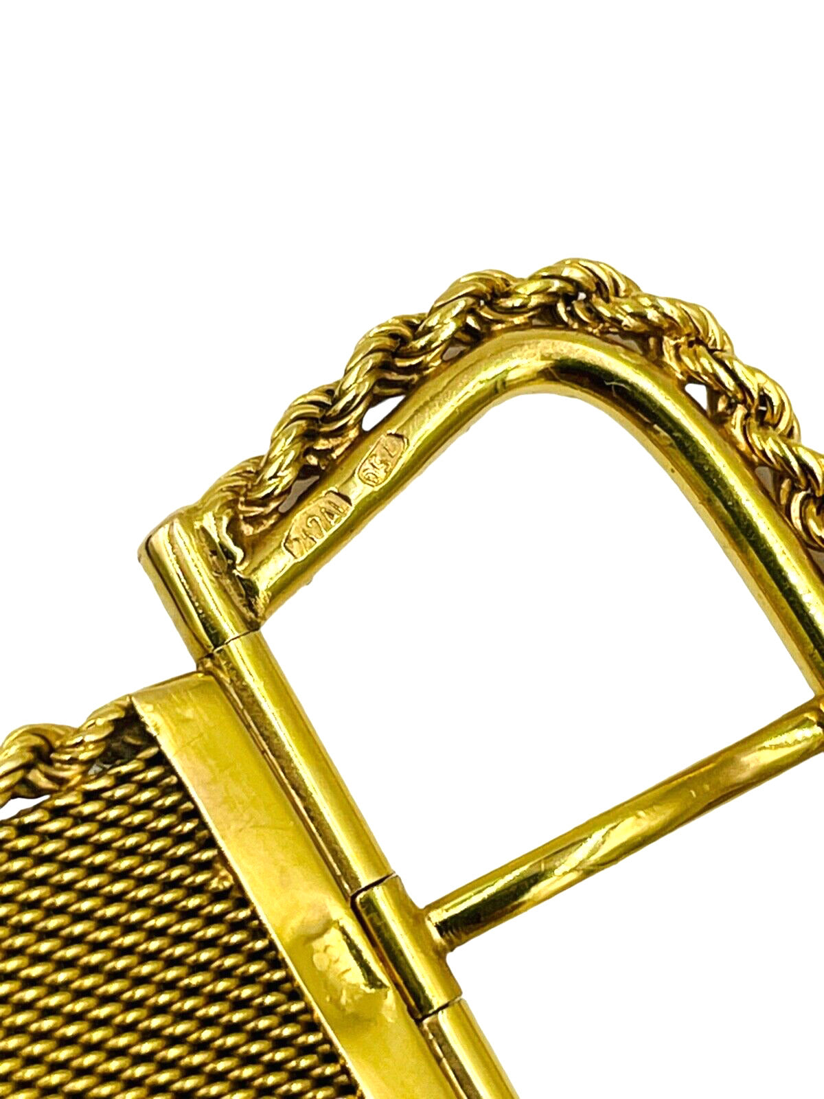 Estate Italian 18k Mesh Yellow Gold Buckle Bracelet