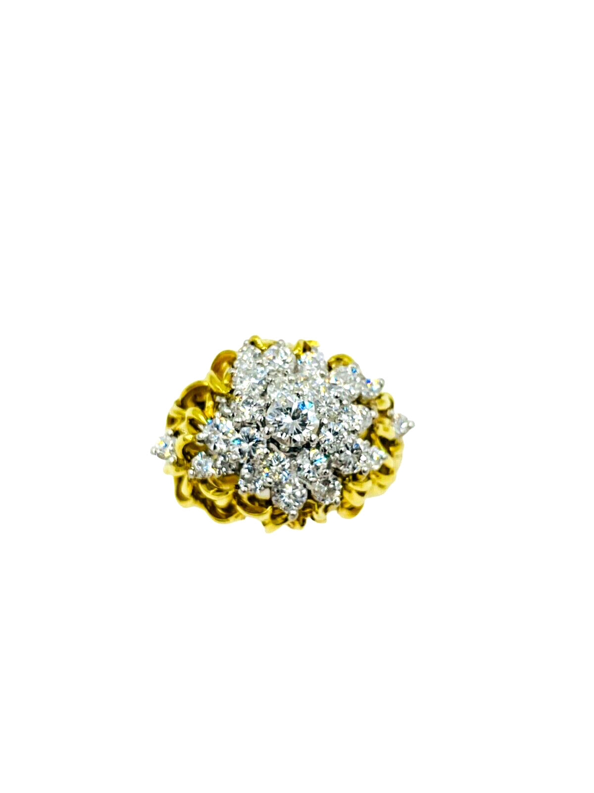 Kurt Wayne Diamond Cluster Yellow Gold Cocktail Ring