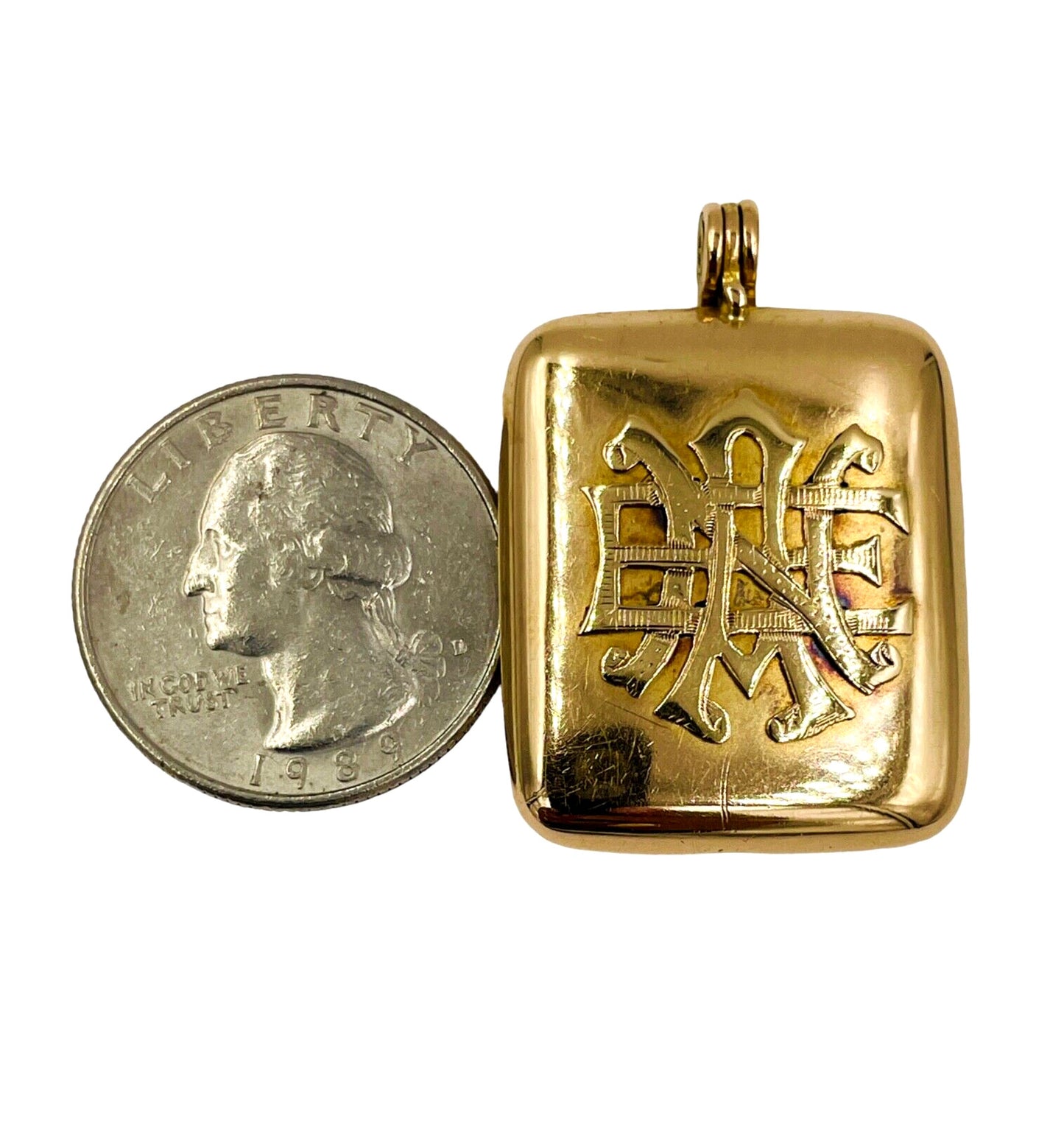 Art Deco 14K Gold Locket with British flag and Picture Fob