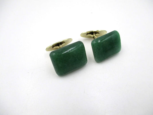 Vintage 9K .333 Gold Jade Cufflinks swivel backs