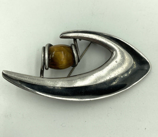 Vintage Sigi Pineda Taxco Sterling Silver Boomerang Pin Brooch Modernist