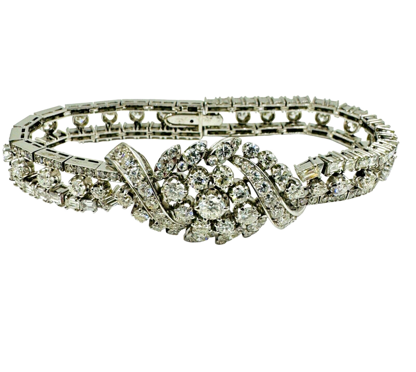 Vintage 10.50 Carats Diamond Platinum Bracelet