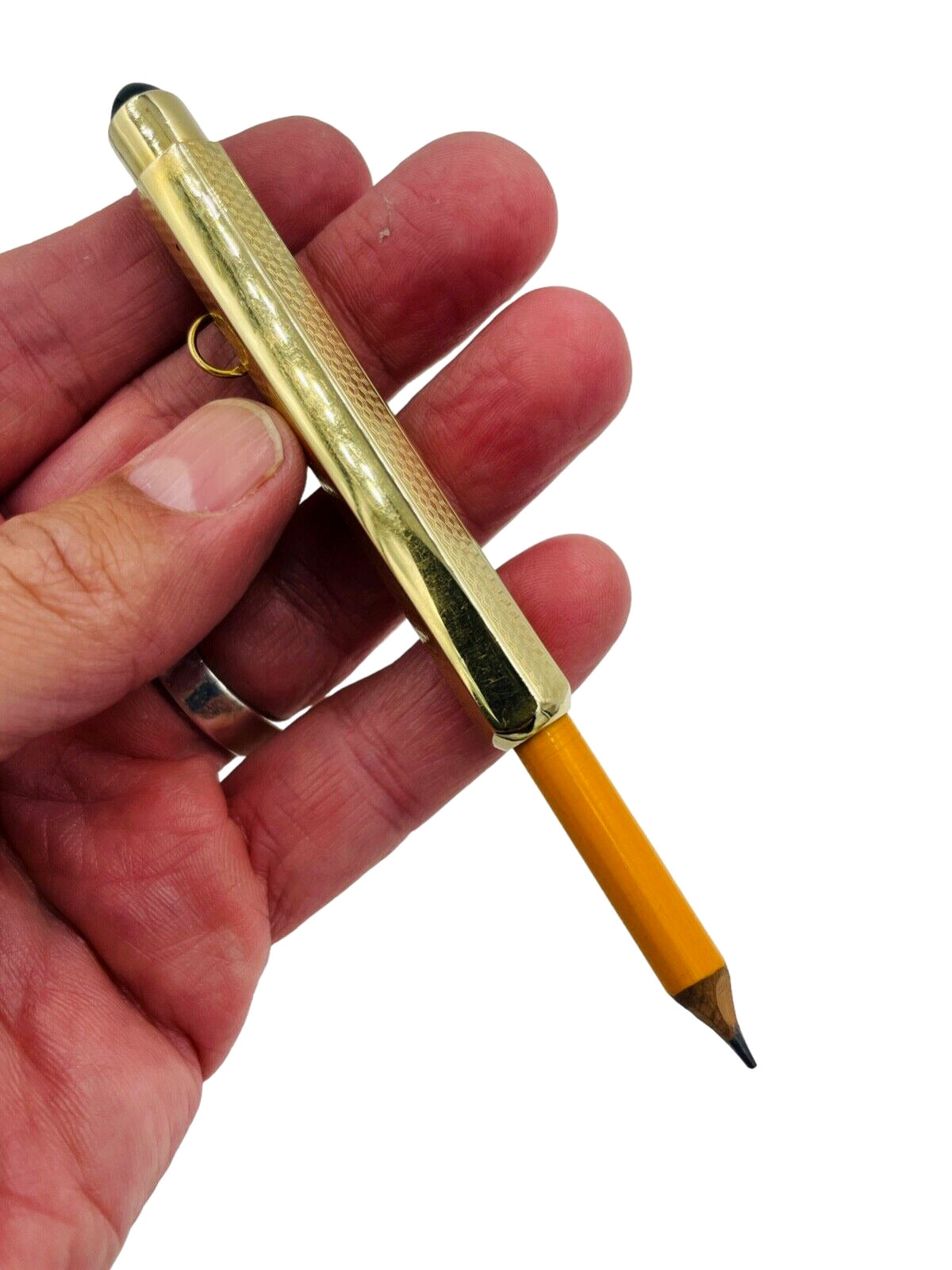 Antique 14k Yellow Gold Chatelaine Expandable Pencil, Onyx top