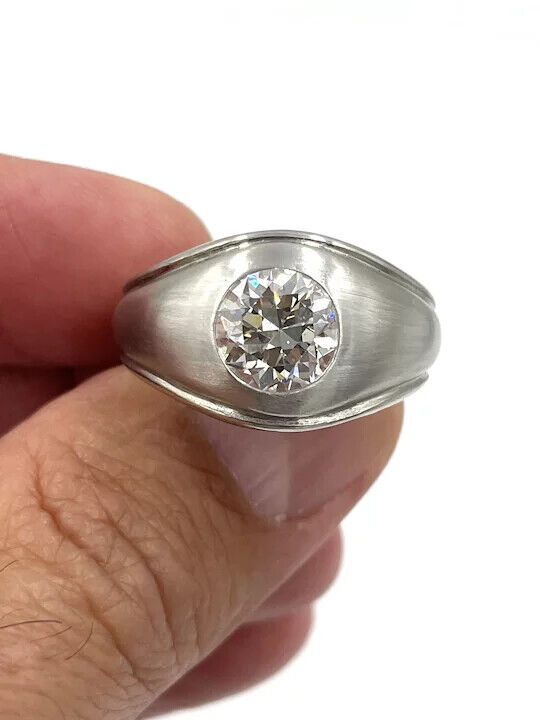 Art Deco GIA Diamond Gypsy Men's Ring 2.07cts Diamond