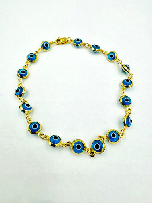 Evil Eye 14k yellow Gold  Bracelet 7 3/4"