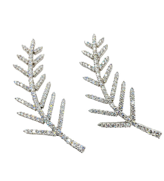 Set of 2 Vintage Tiffany & Co. Platinum Diamond Fern Pin Brooch Brooches