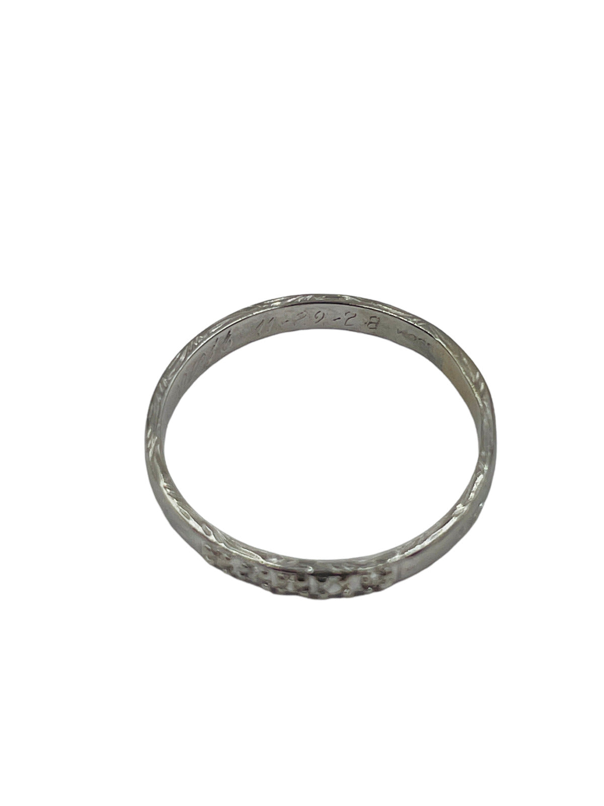 Art Nouveau 18K White Gold Diamond Band Ring 2.4mm