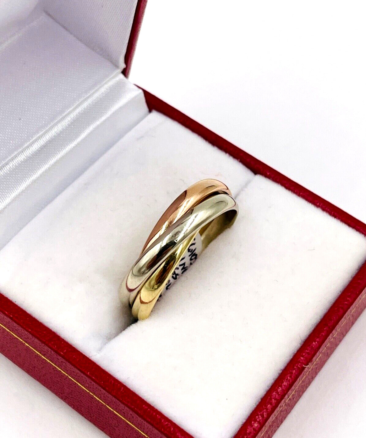 14k Tricolor Gold Trinity Rolling Triple Wedding Bands Rings 8.5 size