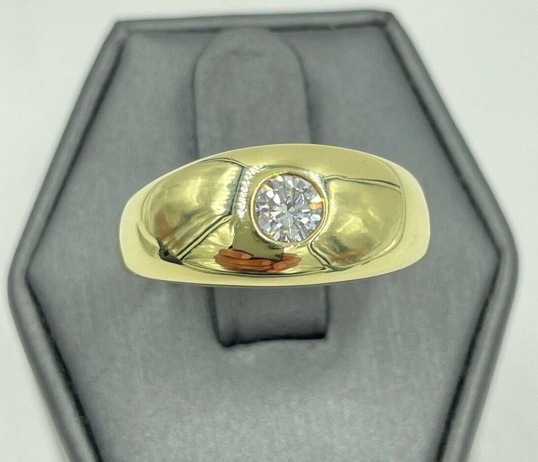 Estate 14k  gold Diamond Gypsy Men's Ring Solitaire .30ct VS