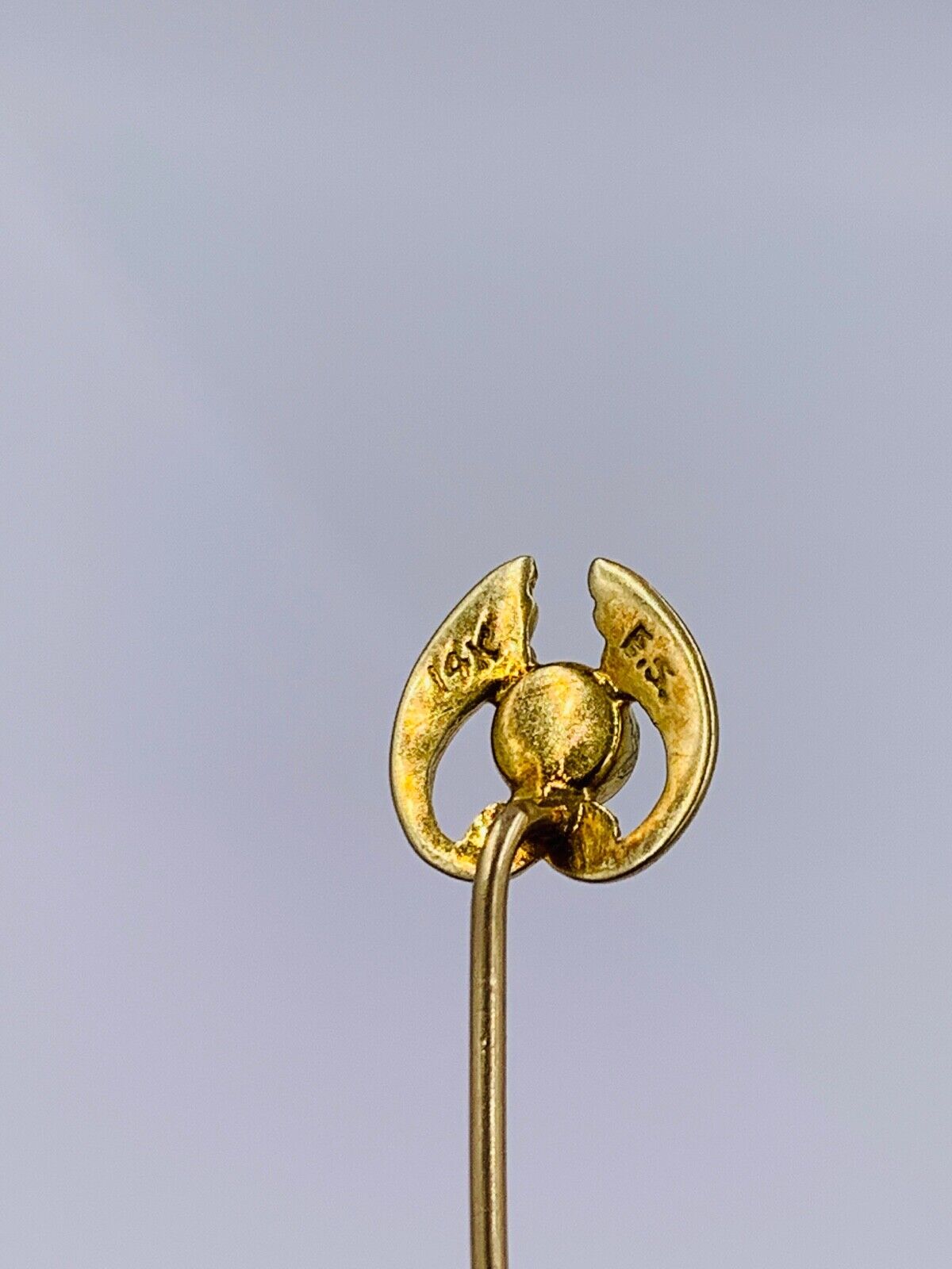 Art Nouveau Ehrlich & Sinnock 14K Gold Lapel Pin stick hat pin Jadeite Jade