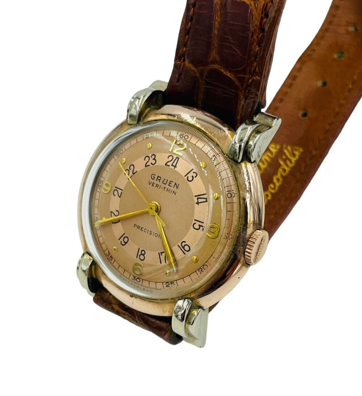 Vintage Gruen Pan Am / America Men's Wristwatch 420 SS Gold Filled Two Tone