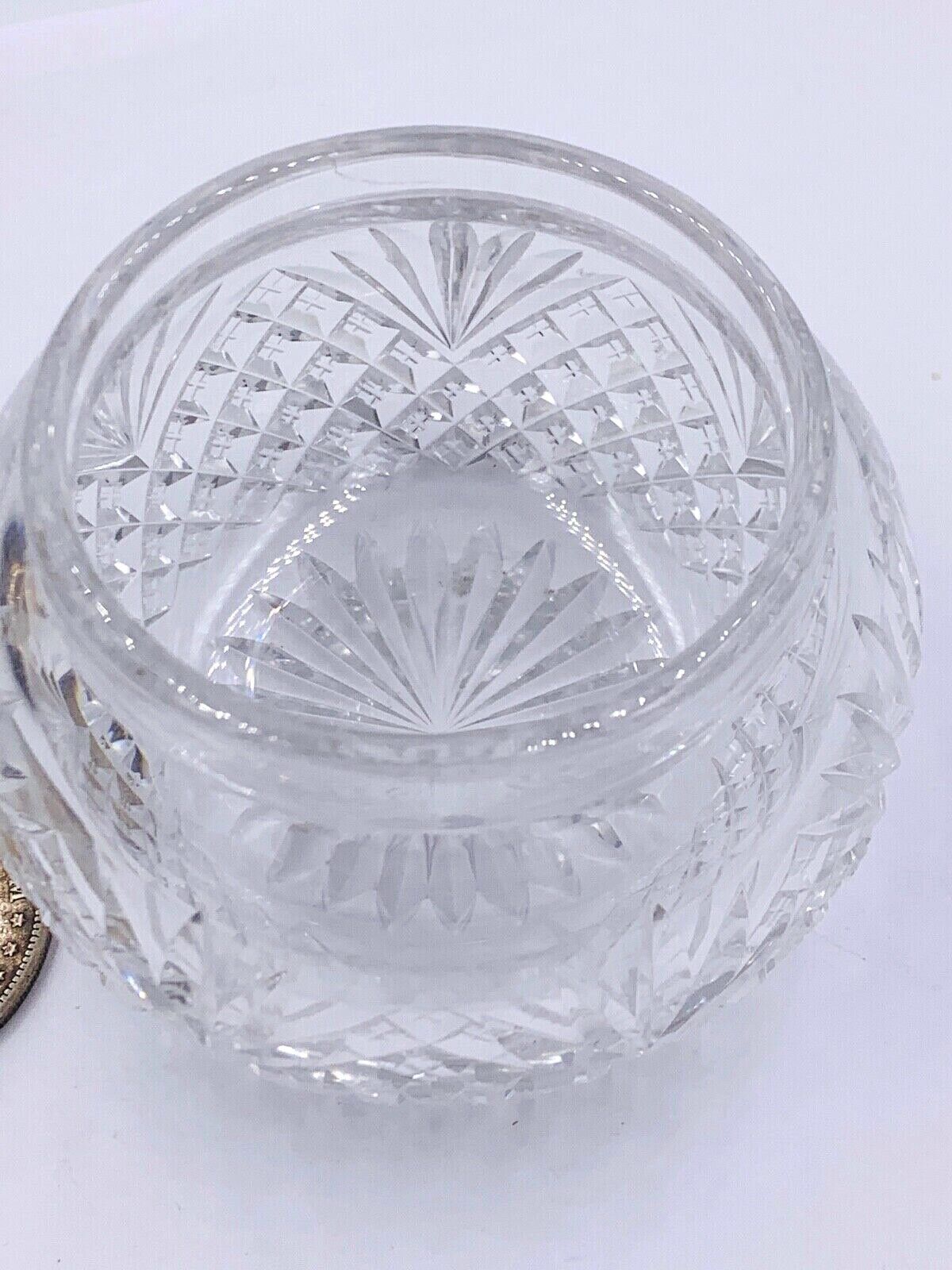 Vintage large Cut Glass Vanity Jar with Sterling silver top
