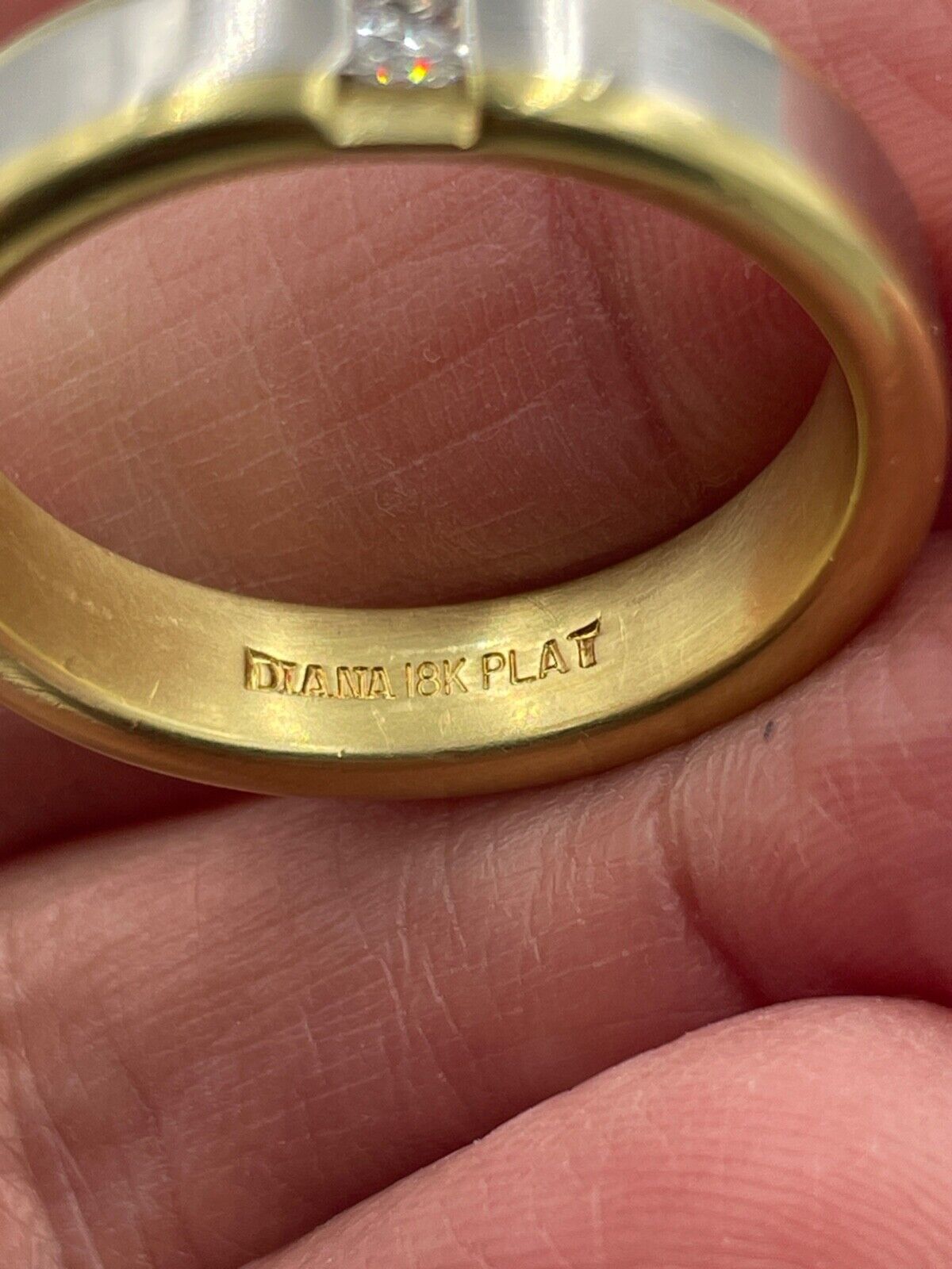 Designer signed Diana Platinum & 18k Gold Ring Band Men's size 12.5 Make Offer