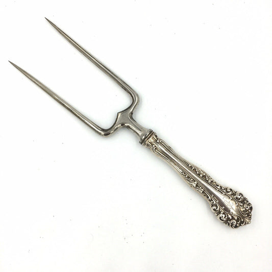 Antique Alvin Roast Holder Fork Florentine Sterling Silver