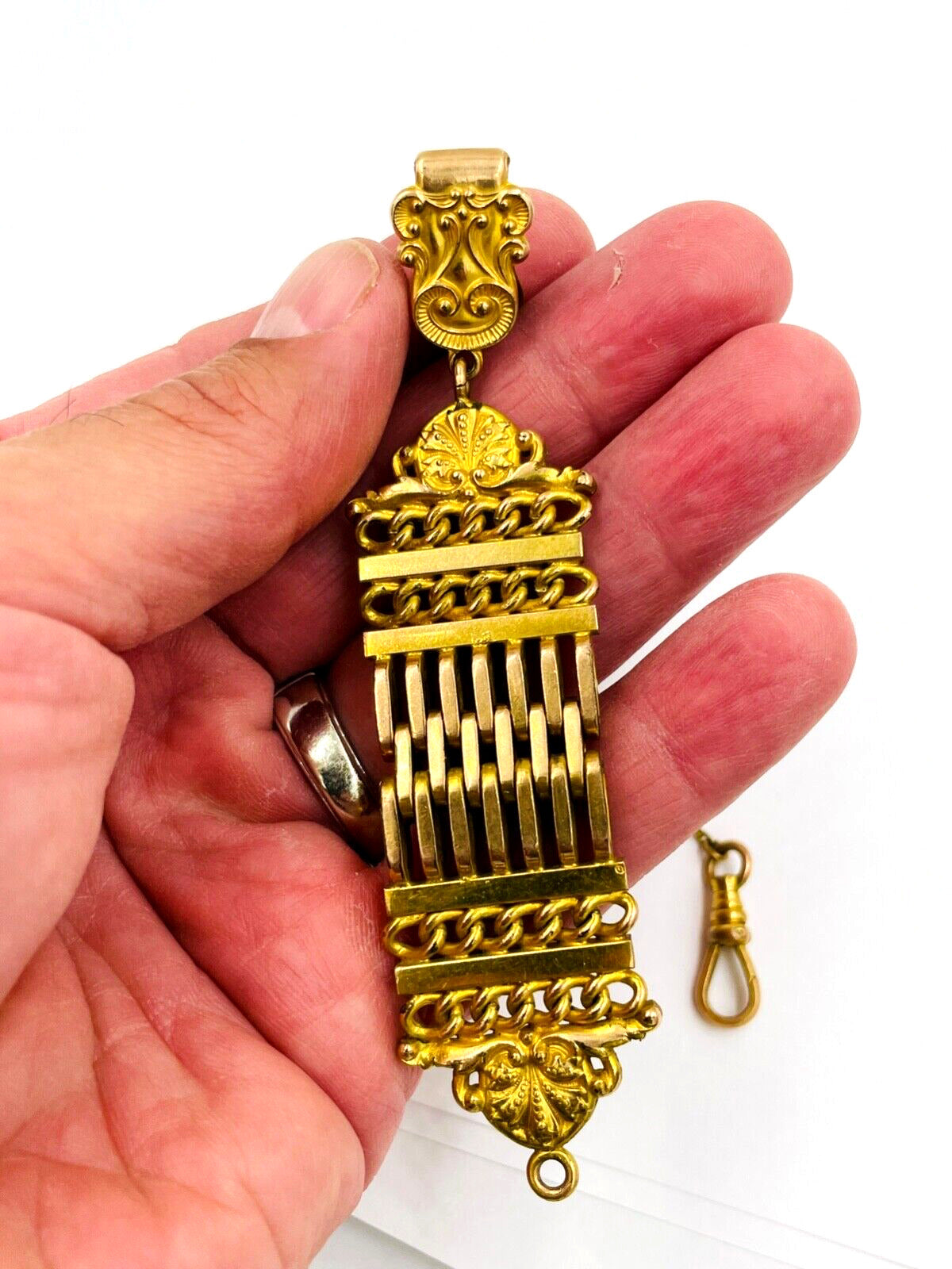 Antique Long Gold Chain with Watch Clip