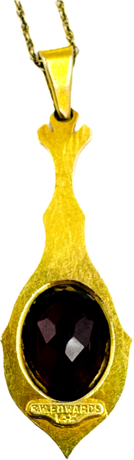 Victorian R.W. Edwards 14k yellow Gold Garnet Pendant Necklace
