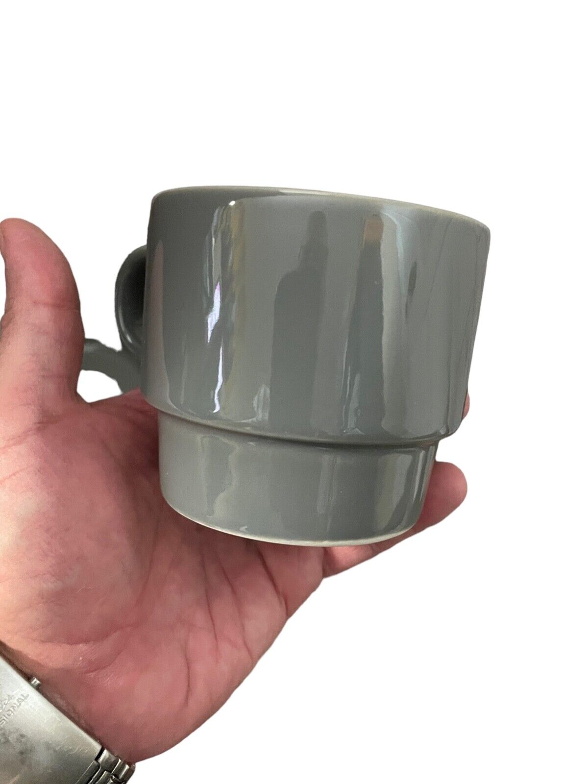 set of 4-Signed Bauhaus Gray Grey Pottery Trend Pacific Cups and Saucers