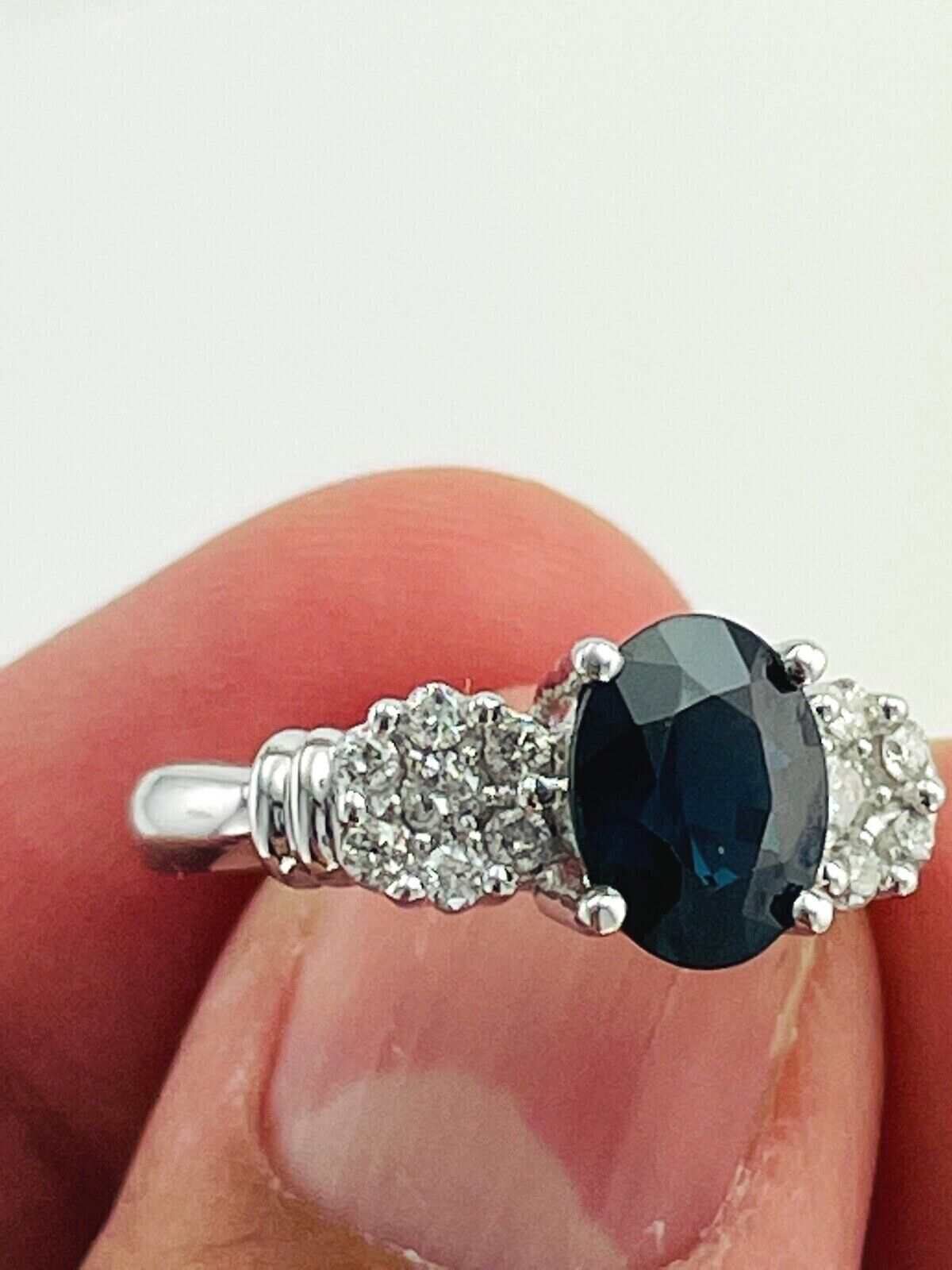 Estate 14k Gold diamond Sapphire cocktail Ring 1.50ctw