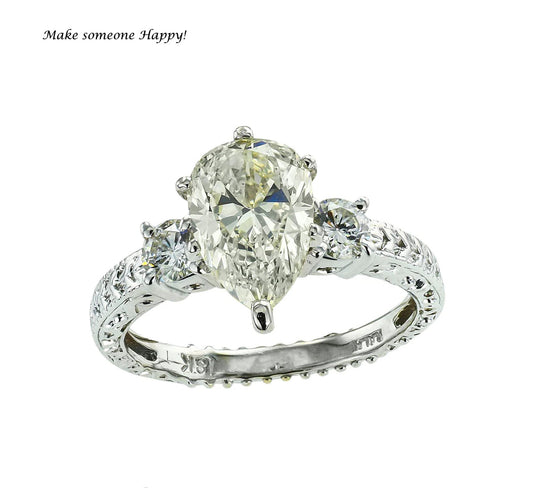 GIA Report Certified 2.20 Carats Pear Shaped Diamond Engagement RIng